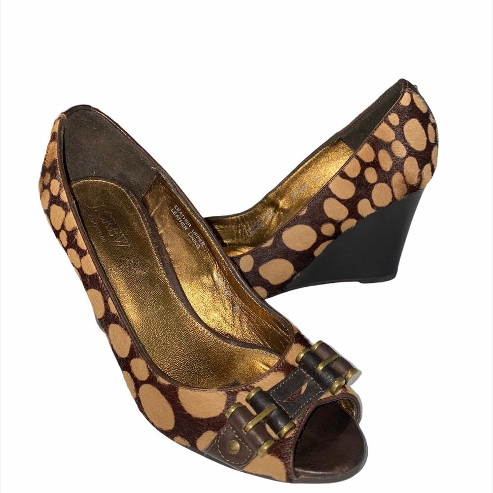 J Crew Collection Calf Hair Animal Print Wedge